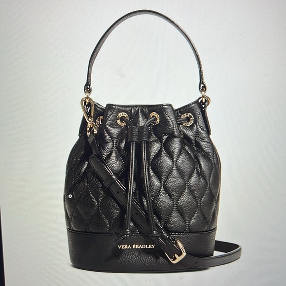 Vera Bradley Quilted Emerson Crossbody Black Genuine Leather - Picture 1 of 17